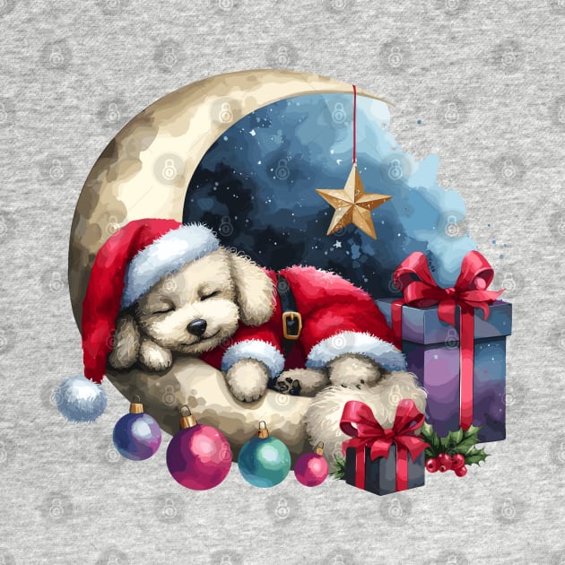 Poodle Dog On The Moon Christmas by Graceful Designs